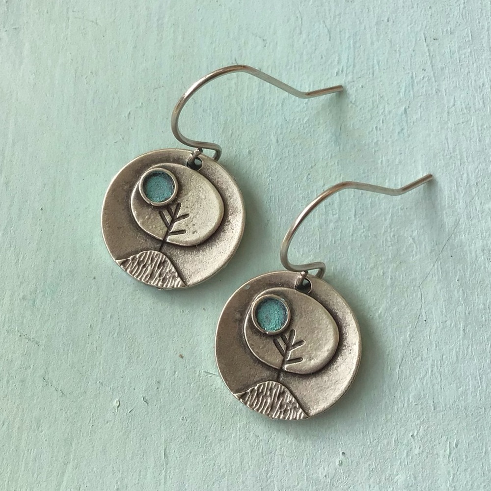 Sale Sundance Charm Earrings Silver Tree blue patina - Picture 5 of 5